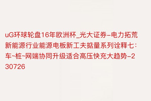 uG环球轮盘16年欧洲杯_光大证券-电力拓荒新能源行业能源电板新工夫掂量系列诠释七：车~桩~网端协同升级适合高压快充大趋势-230726